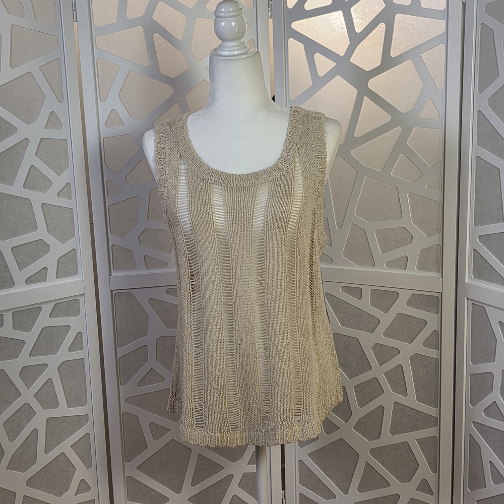 Cyrus Neutral Knit Sleeveless Sweater Vest Medium